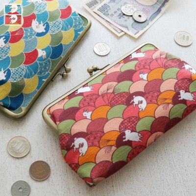 AYANOKOJI 【在庫商品】6寸がま口平ポーチ【うさぎ青海波】 [M便 1/2]