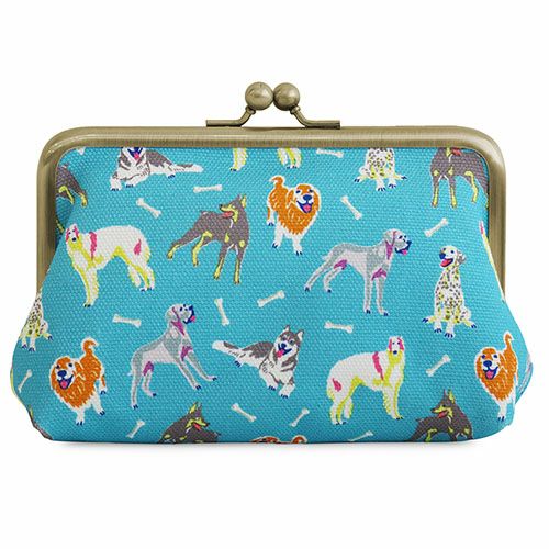 在庫商品】がま口スクエアポーチ【Colorful Dog(カラフルドッグ