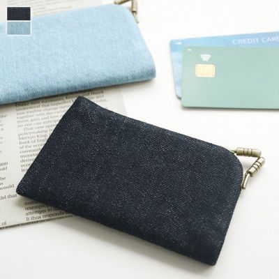 AYANOKOJI 【在庫商品】仕切り付きがま口カードケース【デニム】 [M便 1/6]
