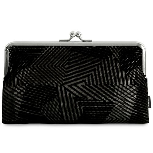 在庫商品】がま口メッシュフラットポーチ【フロッキーメッシュ