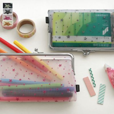 AYANOKOJI 【在庫商品】がま口メッシュフラットポーチ【スターグリッターメッシュ】 [M便 1/2]