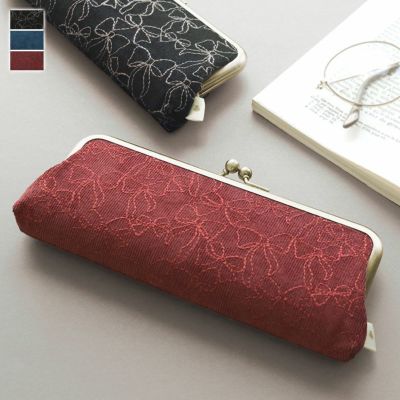 AYANOKOJI 【在庫商品】がま口KAKUメガネケース【リボン刺繍】 [M便 1/2]