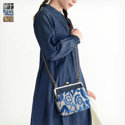AYANOKOJI 【在庫商品】ポケット付きがま口スクエアポシェット【フラワーパイル】
