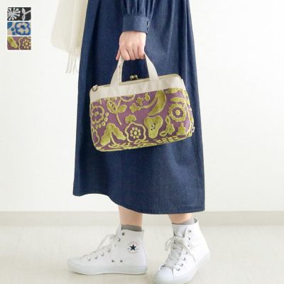 AYANOKOJI 【在庫商品】がま口手提げバッグ【フラワーパイル】