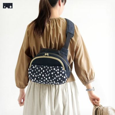 AYANOKOJI 【在庫商品】がま口ポシェット型ボディバッグ【デニムジャガード】 