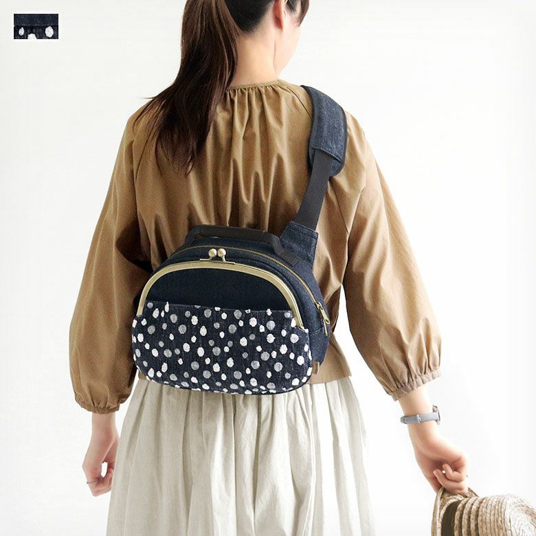 AYANOKOJI がま口ポシェット型ボディバッグ　デニムジャガード 楽天市場】【在庫商品】がま口ポシェット型ボディバッグ【デニム