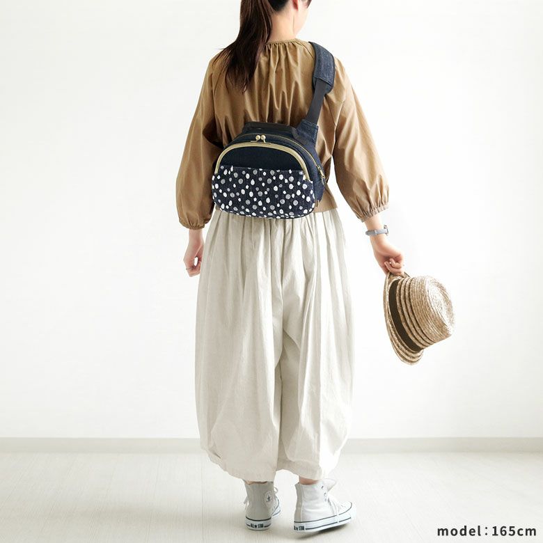 がま口ポシェット型ボディバッグ【デニムジャガード】