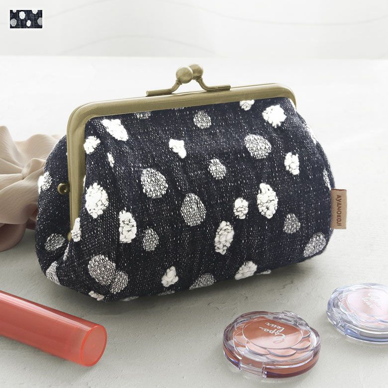 TAWARA型がま口コスメポーチ（小）【デニムジャガード】