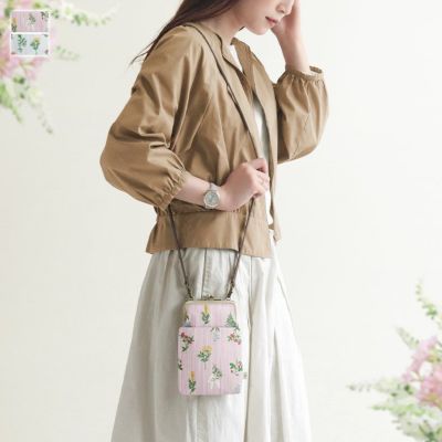 AYANOKOJI 【在庫商品】がま口ショルダーケース＋（プラス）【フラワーストライプ】 [M便 1/2]