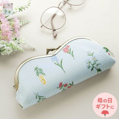 AYANOKOJI 【在庫商品】山型がま口メガネケース【フラワーストライプ】[M便 9/10] 