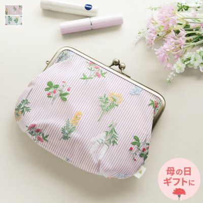 AYANOKOJI 【在庫商品】5寸がま口スッキリポーチ【フラワーストライプ】 [M便 1/2]