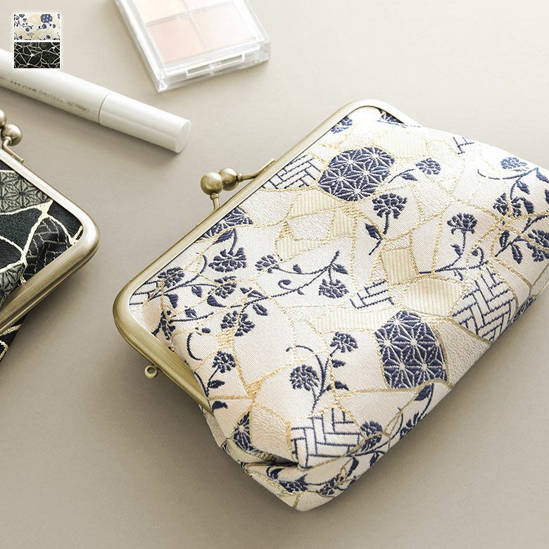 がま口スクエアポーチ【Kintsugiジャガード】