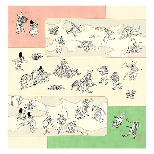 ふろしき　鳥獣人物戯画（50cm） 絵巻