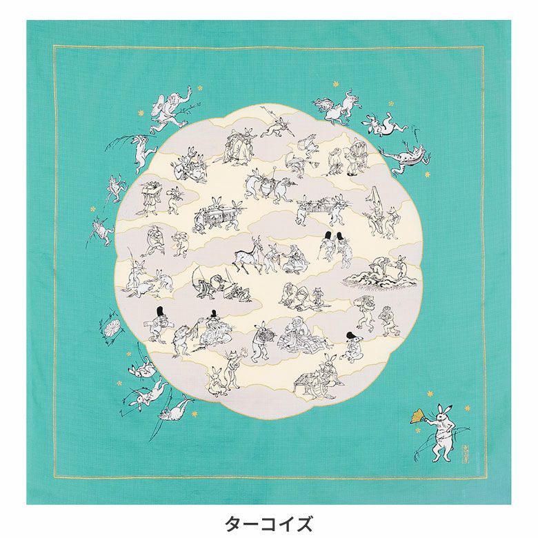 在庫商品】ふろしき 鳥獣人物戯画（100cm） 蓮の葉 [M便 1/2] | がま口