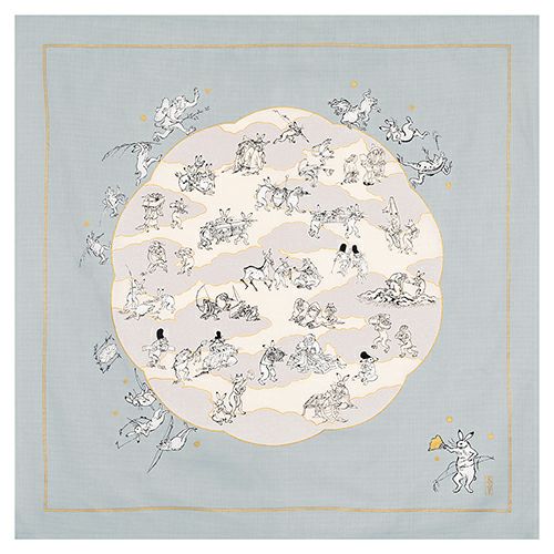 在庫商品】ふろしき 鳥獣人物戯画（100cm） 蓮の葉 [M便 1/2