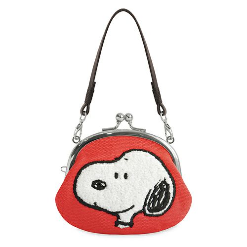 在庫商品】革ヒモ付き3.3寸がま口財布【PEANUTS_サガラ刺繍】 [M