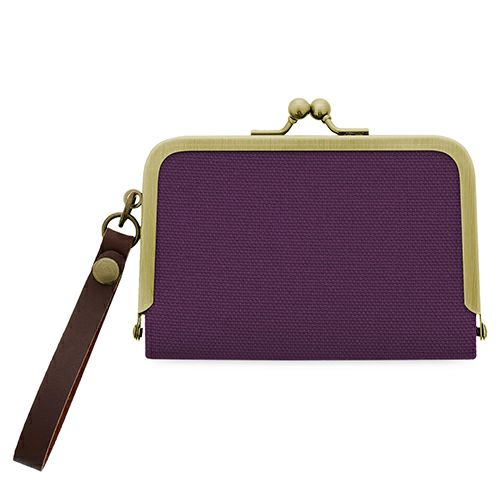 在庫商品】ストラップ付き横型がま口パスケース【帆布・綿布（アソート