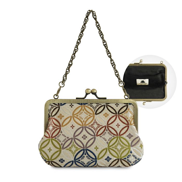 在庫商品】チェーン付き手提げがま口財布【金襴・帯地（アソート