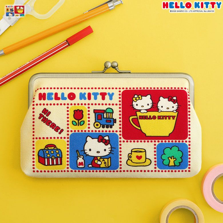 予約販売品】6寸がま口平ポーチ【HELLO KITTY70's】※2026年1月5日以降