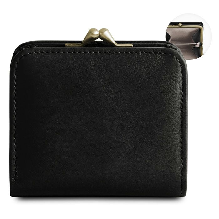 在庫商品】二つ折りがま口コンパクトウォレット【X＿シュリンクレザー