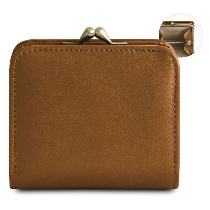 在庫商品】二つ折りがま口コンパクトウォレット【X＿シュリンクレザー