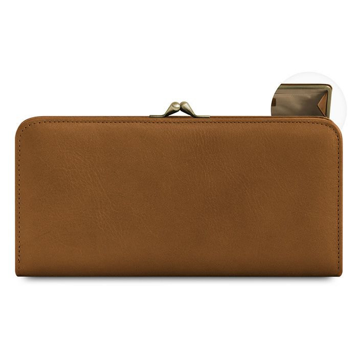 AYANOKOJI あやの小路 がま口ロングウォレット　シュリンクレザー ブラウン