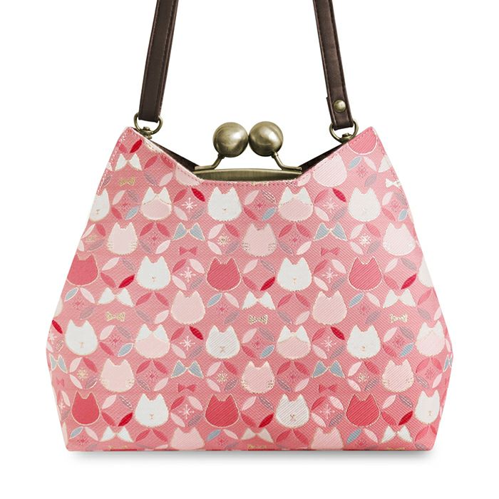 在庫商品】がま口にゃんこポシェット【ねこ七宝ジャガード